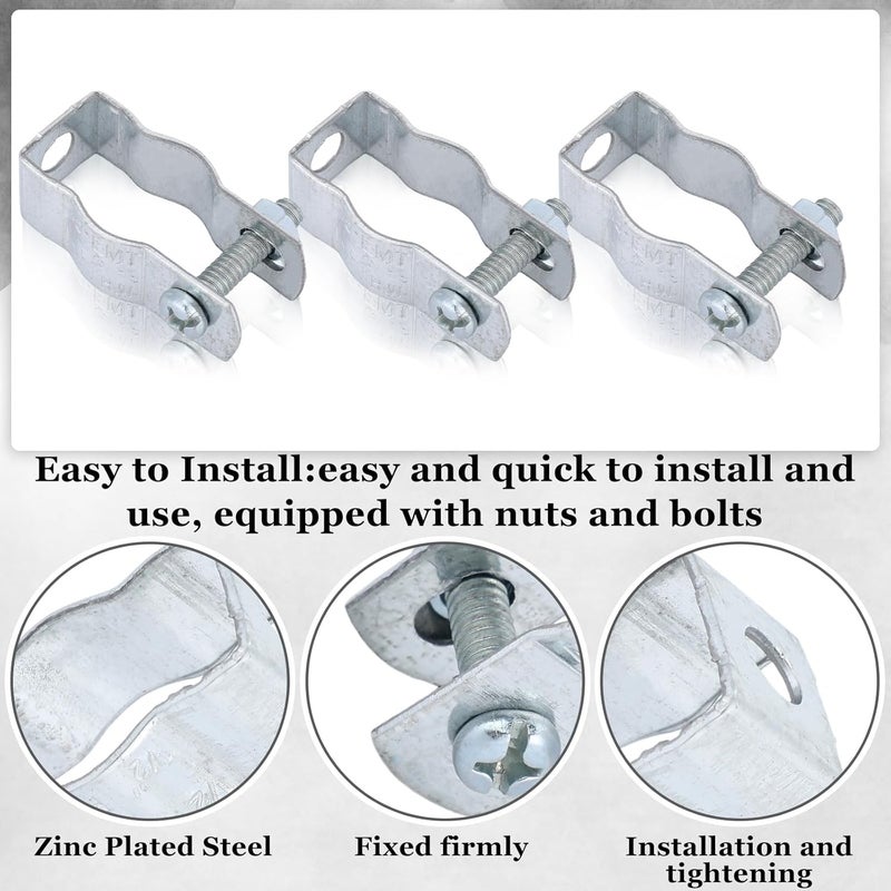 Yaocom 25 Pcs Zinc Plated Steel EMT Conduit Hanger with Bolt Ideal for Rigid and EMT Conduit Mounting to Surfaces, Insulated Supports or Threaded Rods, Furnished with Nut and Bolt (1/ 2 Inch) - Image 4